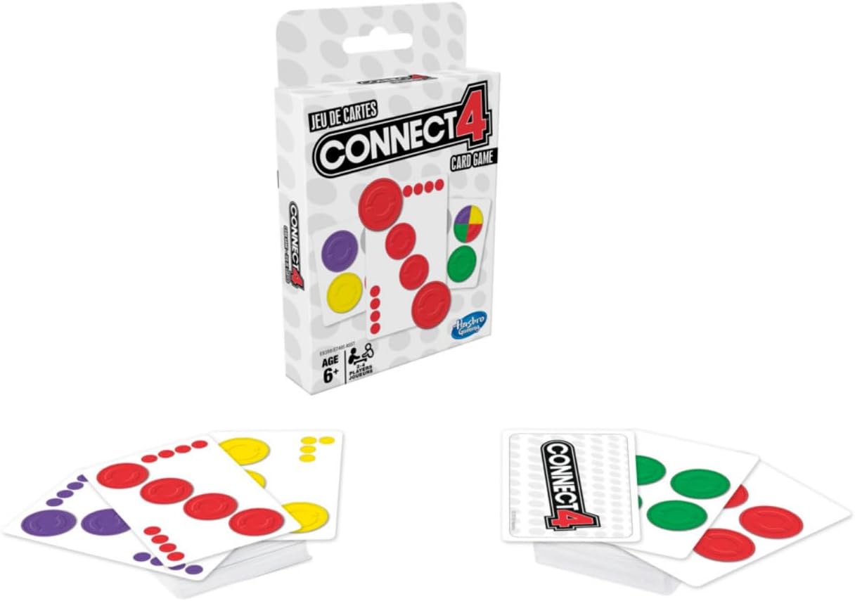 Hasbro Gaming Connect 4 Card Game for Kids Ages 6 and Up, 2-4 Players 4-in-A-Row Game