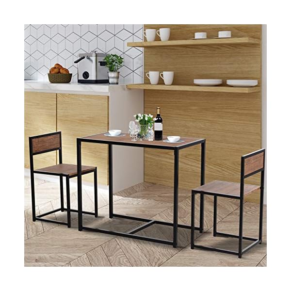 HOMCOM 3 Pcs Table Stool Set Industrial Design w/Steel Frame MDF Panels Living Room Bar Modern Furniture - Image 4
