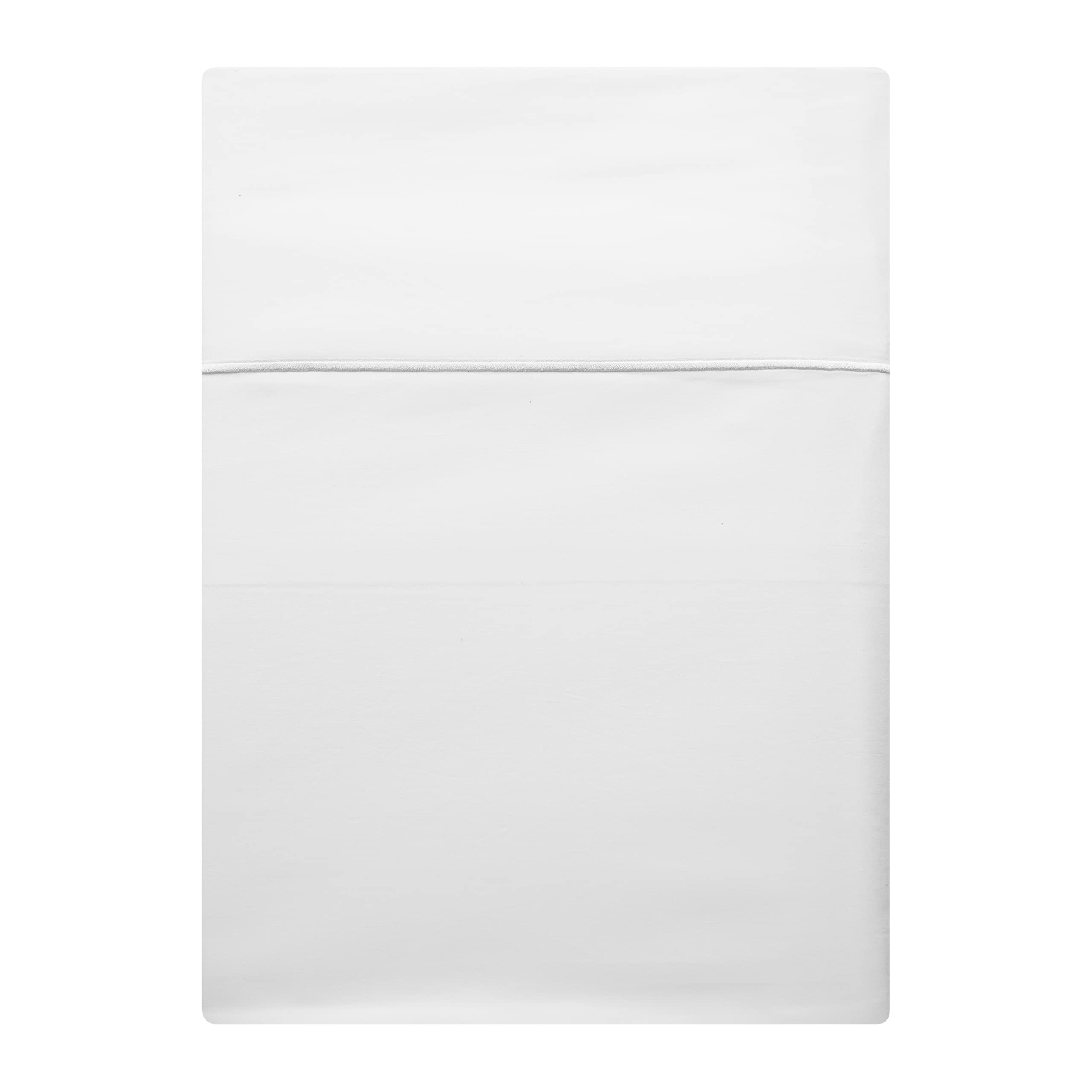 Vero Linens Olivia Flat Sheets - Queen Size, Ultra Soft Oeko-Tex Standard 100 Certified Luxury Percale Bed Sheets with 4" Hemstitched Border, Made in Italy (Queen, White)
