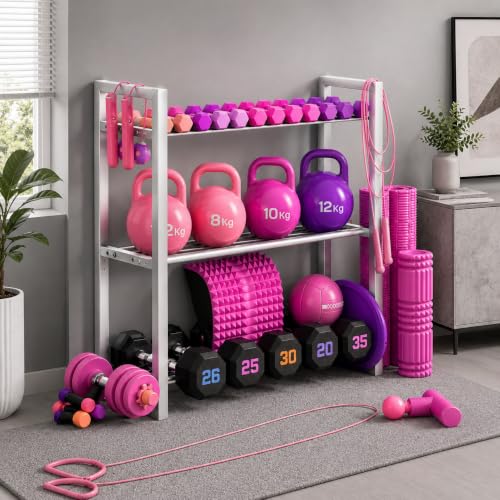 Image of WINSTAR 3-Tier Adjustable Dumbbell Rack | Heavy-Duty Home Gym Weight Storage Stand for Dumbbells & Kettlebells | Space-Saving Home Gym Organizer (Rack Only, Silver)