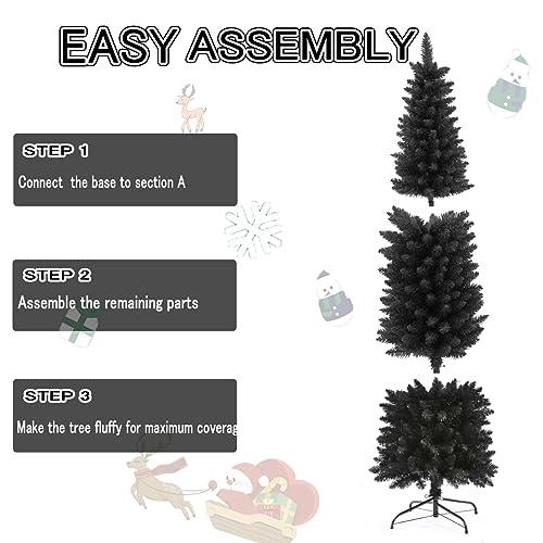 658-Tips-Artificial-Pencil-Christmas-Tree-Halloween-Tree-6ft-Pure-Black-Xmas-Hallowmas-Pine-Trees-with-Metal-Stand-Perfect-for-ChristmasHalloweenEasterPartiesHoliday-Indoor-Outdoor-Decoration 658 Tips Artificial Pencil Christmas Tree Halloween Tree 6ft Pure Black Xmas Hallowmas Pine Trees with Metal Stand Perfect for ChristmasHalloweenEasterPartiesHoliday Indoor Outdoor Decoration