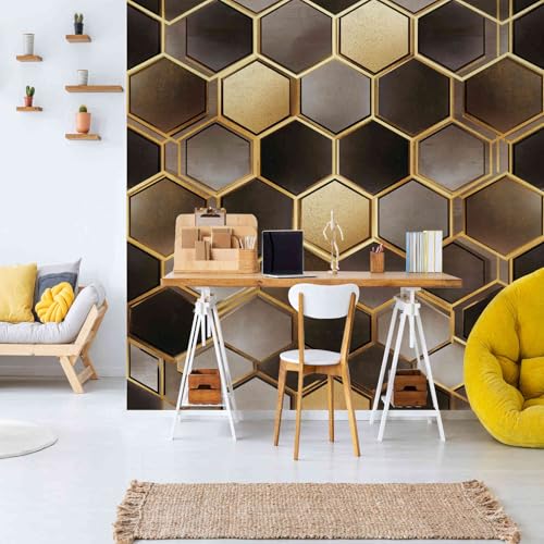 Papier peint imperméable nid d'abeille 3D lavable pour décoration murale - 3