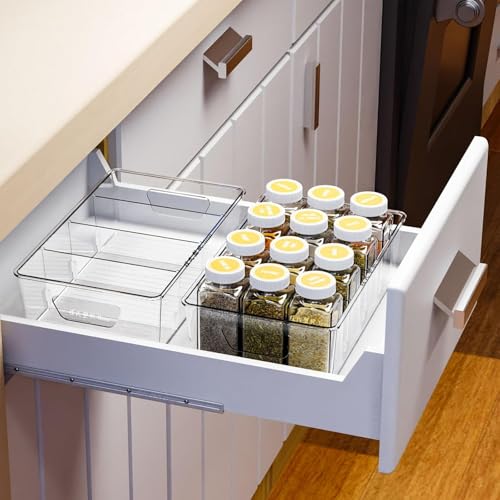 Image of Stackable 4 Pack Snack Organizer for Pantry Shelf,Clear Pantry Organizers and Storage Bins for Fridge,Office,Cupboard,Plastic Pantry Snack Organizer For Breast Milk,Tea Bag,Food Storage Containers