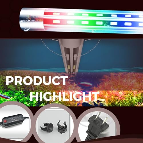 Image of VAYINATO Nemo (T4-500 Pro) Submersible Colour Changing Double Row LED Light for Aquarium Fish Tank Suits 1.5~3 Feet Tank | WRGB | 3 Mode | Water Proof (Aluminium Bracket)
