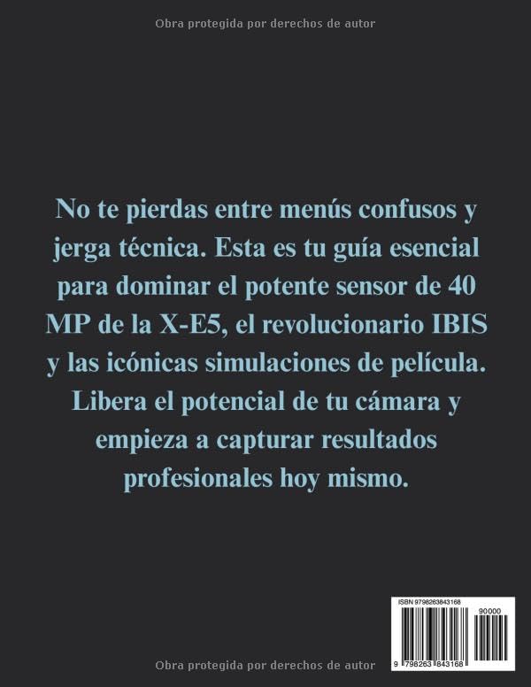 Back cover of the FUJIFILM X-E5 User Guide book, showing ISBN barcode and copyright notice.