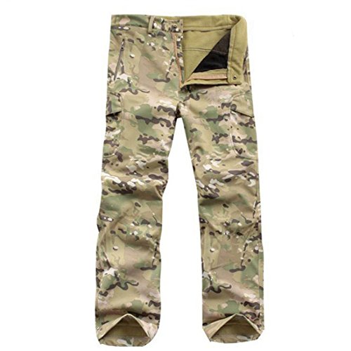 Eglemall Men's Military Tactical Hunting Pants Fleece Softshell Trousers CP L