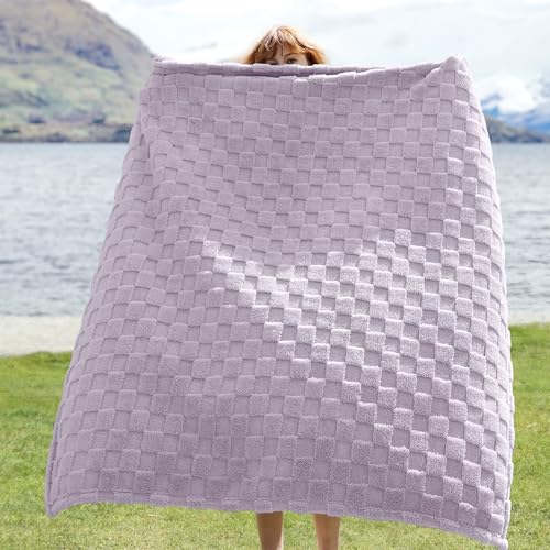 Bedsure GentleSoft Twin Blanket for Bed Lavender Fog - Super Soft Cozy Blankets for Women Men Girls, Cute Fuzzy Fleece Throws for Bedroom Couch, 60x80 Inches
