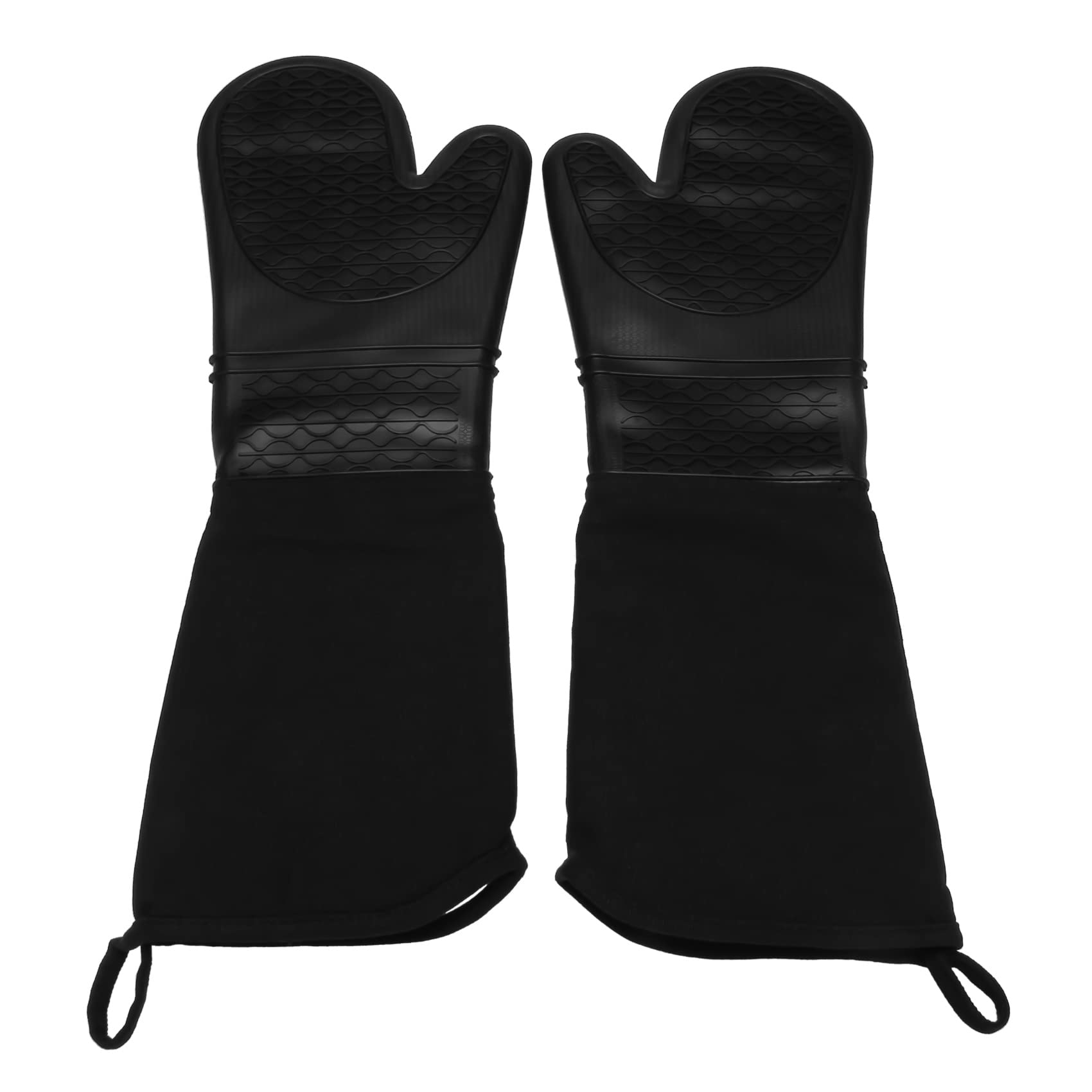 Extra Lange Silikon Topf Lappen Hoch Leistungs Topf Lappen für Den Gewerblichen Einsatz BestäNdige Grill Handschuhe mit Gestepptem Baumwoll Futter 2 Pack