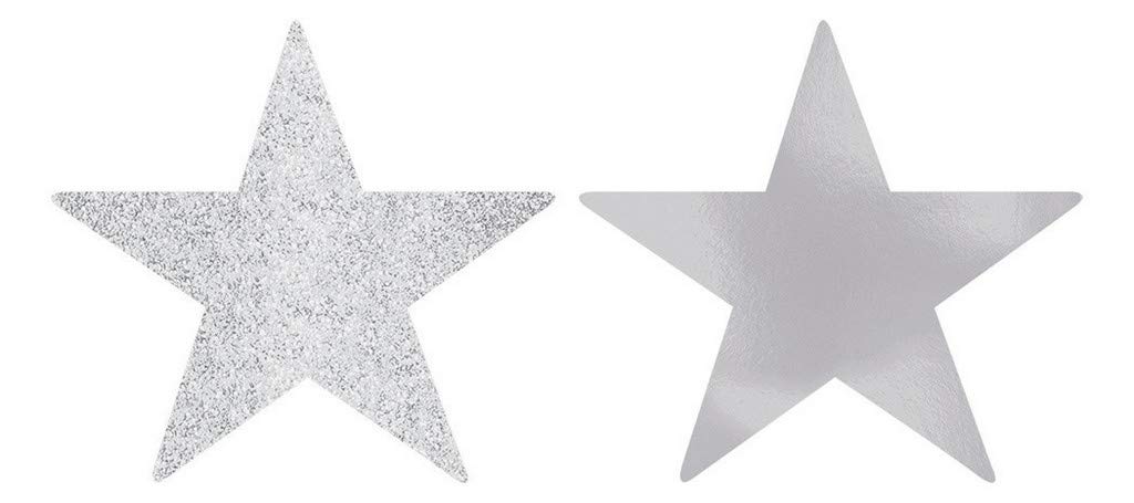Star Cutouts | Silver | Pack of 5 | Party Decor