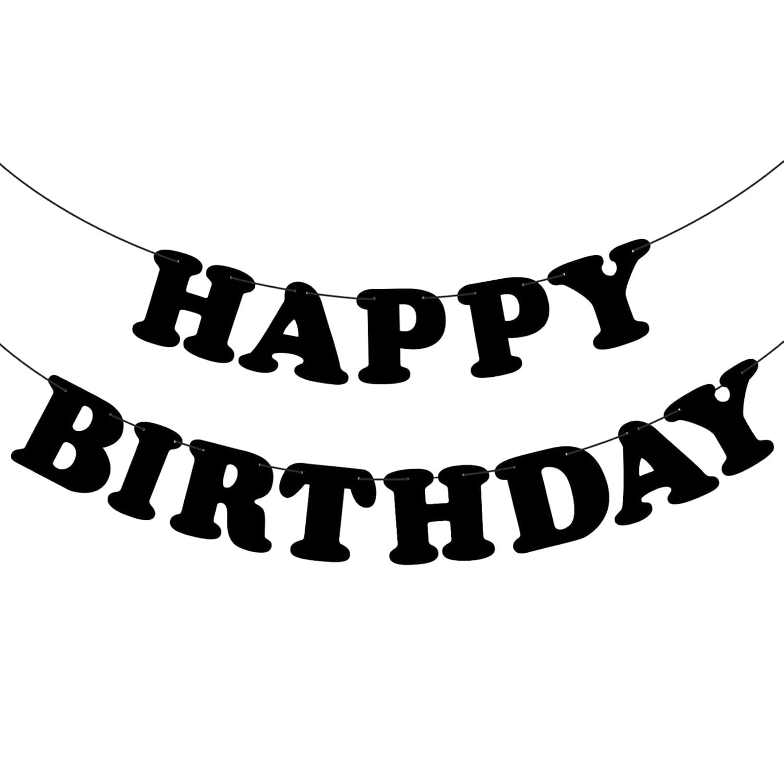 Felt Happy Birthday Banner - Black Reusable Party Decorations for Adults, Elegant Birthday Sign for Men Women, Durable 2m Celebration Banner