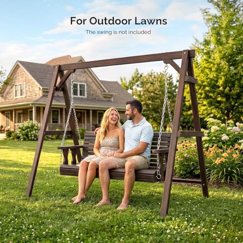 Image of VINGLI 6.2FT Wooden Porch Swing Frame for 4FT Swing, Rustic
