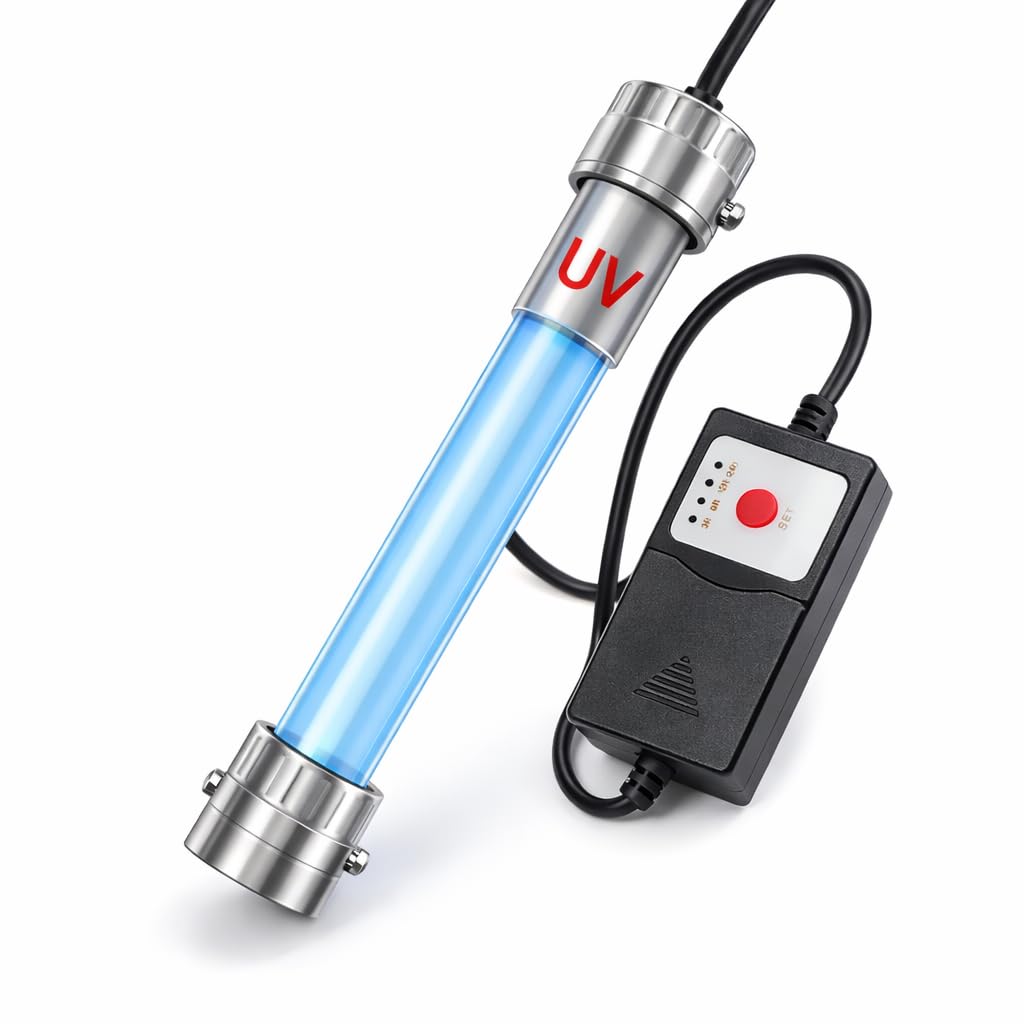 VAYINATO Submersible Aquarium UV Sterilizer Light with Timer (3H/6H/12H/24H) | Quartz Glass UV Lamp for Fish Tank | IPX8 Waterproof UV Light for Algae Removal, Bacteria Control & Clear Water (9 Watt)-image-41