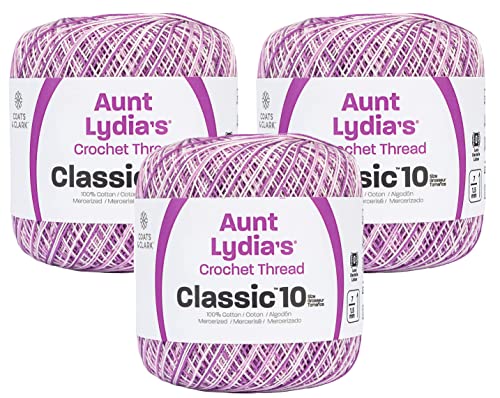 Aunt Lydia's Bulk Buy Crochet Cotton Classic Crochet Thread Size 10 (3-Pack) Shades Of Purple 154-26 #TOP7