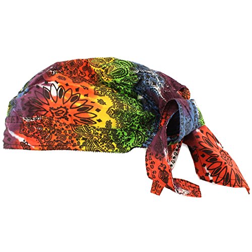 Unisex Cotton Paisley Bandana Headwrap Headscarf Adjustable Durag Hat Cap Rainbow