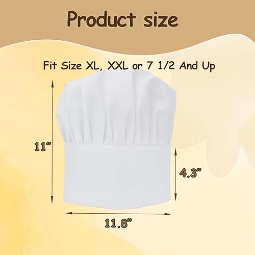 Miniatura 2 de Urby Sombrero de chef extra grande similar a la talla XL, XXL o 7 12 y más. Gran comodidad para chefs con cabeza más grande o más grande