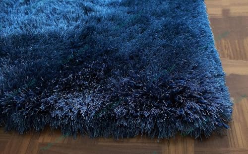Image of Square Plain Fur Rugs Bedroom Home Decor Decor and Living Room 4x4 Feet Sqaure Royal Navy Blue