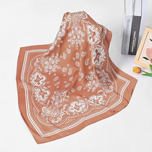 HCTCPALS 3 Pcs Head Scarf 26.4 Inches Satin Scarf Vintage Sleeping Hair Wrapping Neck Scarves Pattern Square Fashion2