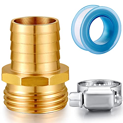 Image of Solid Brass Garden Hose Repair kit Connector with Clamps 3 /4 inch Barb x 3 /4 inch Male,Fit for Garden Hose Fitting,Male and Female Hose Fittings