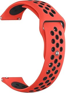 سوار سيليكون جيد التهوية متوافق مع ساعة سامسونج اكتيف 2 مقاس 20 ملم و44 و45 وساعة جالكسي 3 44 وجير اس كلاسيك من الموعز احمر واسود للبالغين الجنسين