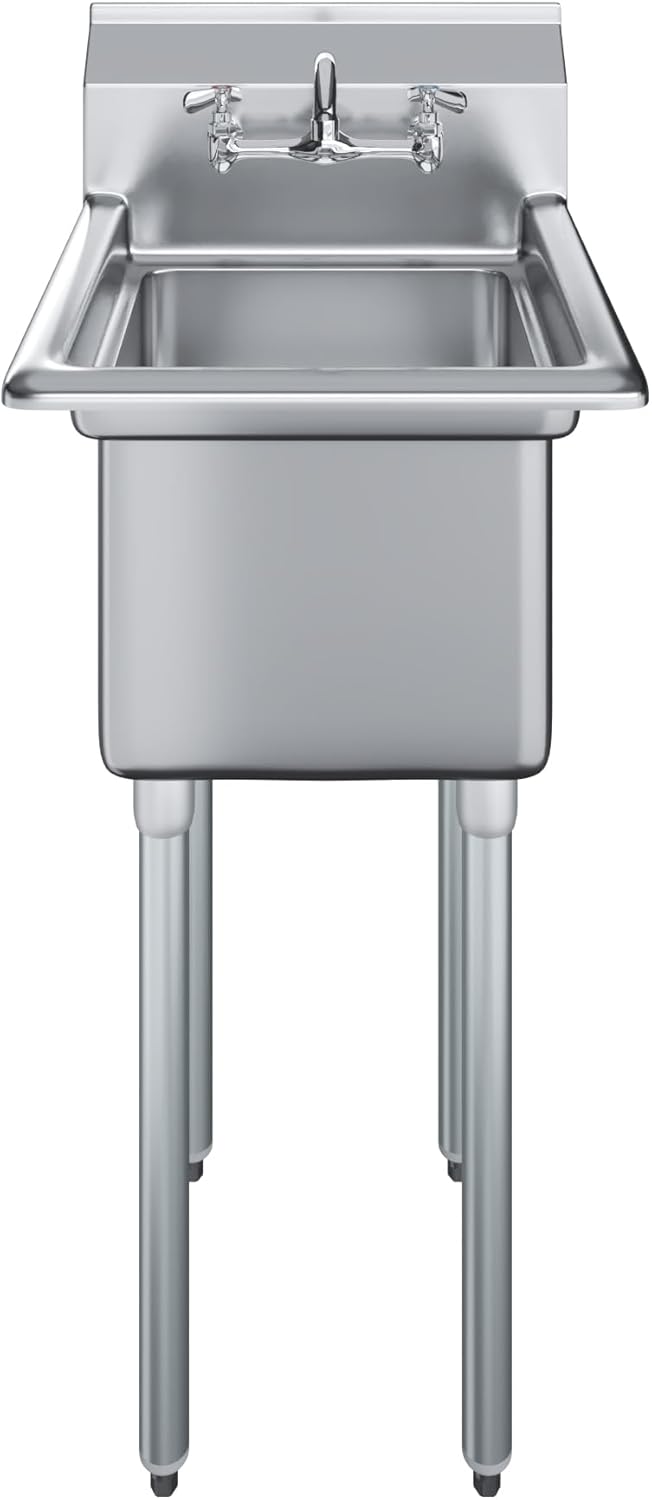 AmGood Stainless Steel Prep & Utility Sink | NSF | 304 Stainless Steel | Restaurant, Kitchen, Laundry, Garage | (Bowl Size: 18" x 18" + Faucet)
