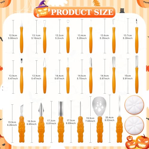 MYUPDALIN Halloween Pumpkin Carving Kit, Pieces Pumpkin Carving Tools with Stainless Steel Carve Stencils, Hammer, Pumpkin Carving Knife (20pcs Pumpkin Carving Kit) by MYUPDALIN - Image 2
