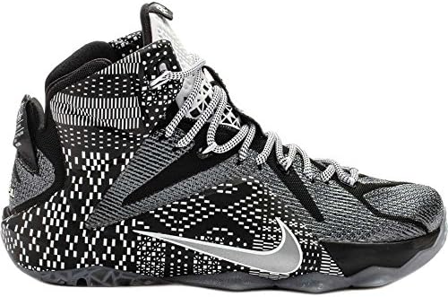 Nike LeBron 12 BHM - Black/White/Metallic Silver - 718825-001 (8.5)