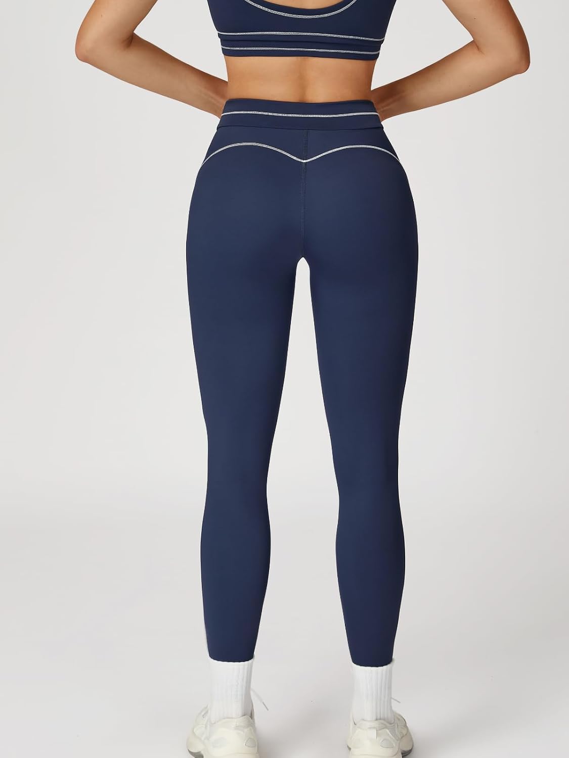 Women's 2 Piece Workout Sets Sports Bra High Waist Leggings Gym Yoga Outfits Contrast Trim Activewear
