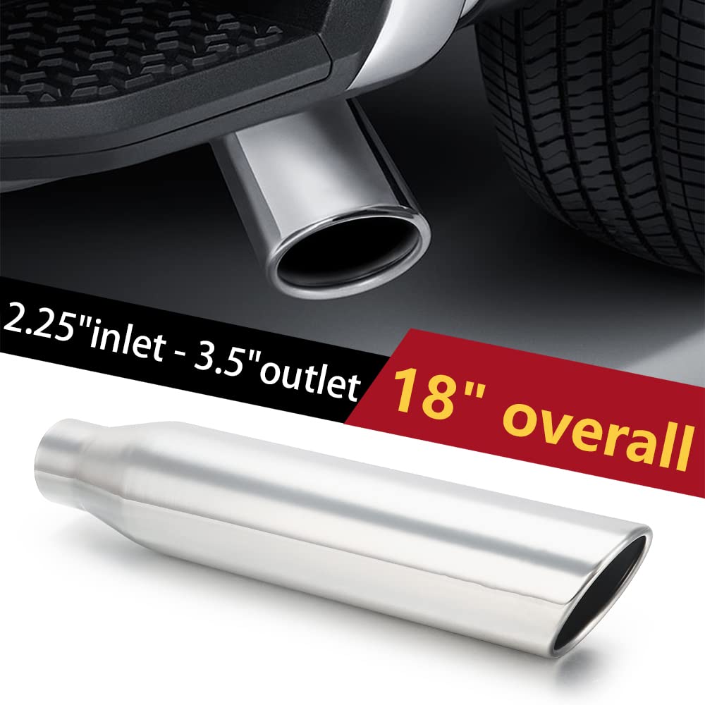 LCGP 2.25 Inch Inlet Exhaust Tip,2.25" Inlet x 3.5" Outlet x 18 ...