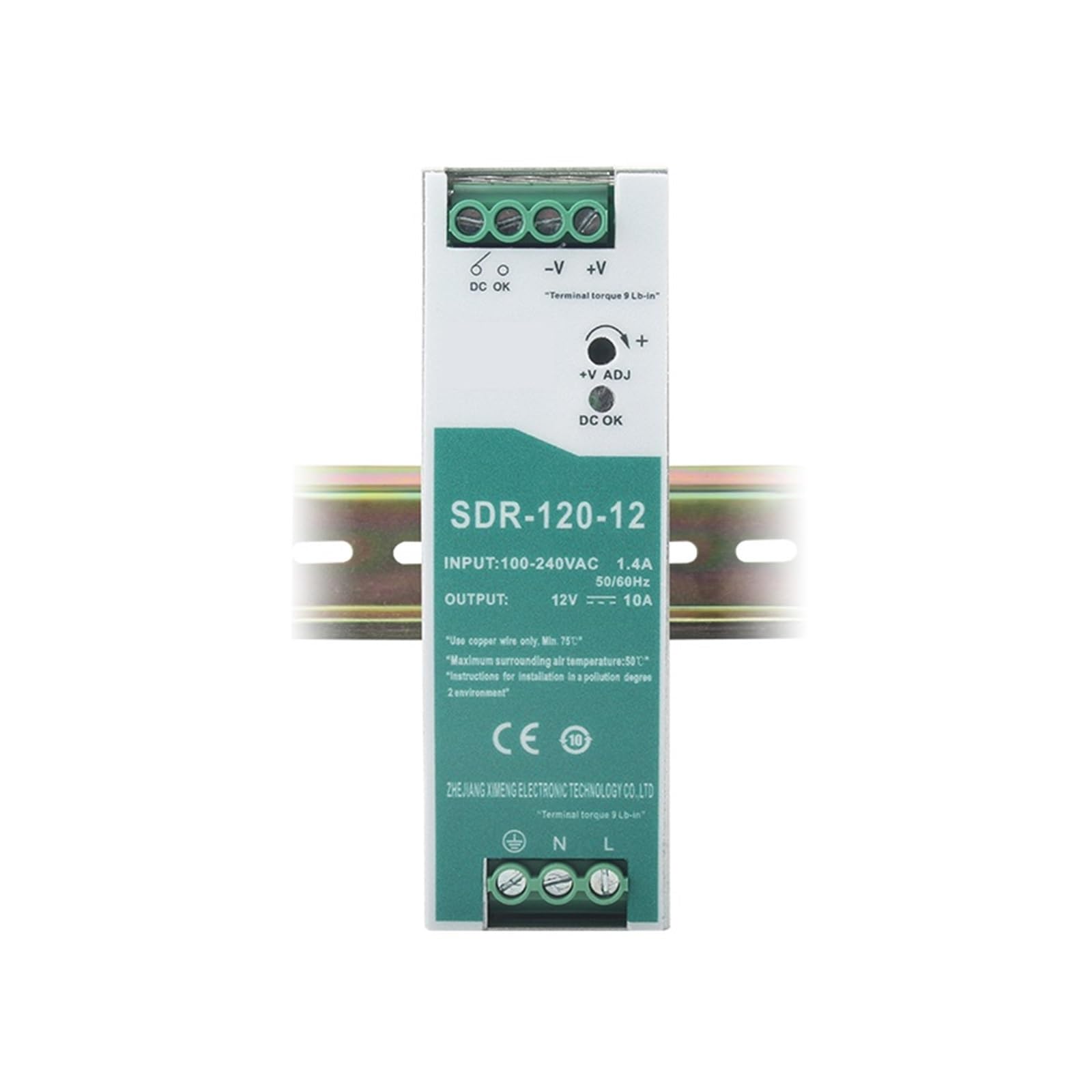 Rail d’Alimentation Din Alimentation sur Rail Din SDR-120-12 100-240AC à 12V 10A 120W (Size : 12V, Color : 120W)