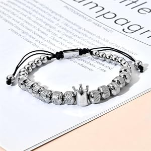 To My Man Adjustable Stainless Steel Bracelet - Straighten Your Crown Gift For Boyfriend, Husband, Father (with Gift Box & Card)