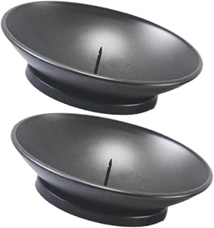Unomor 2pcs Vintage Metal Candle Holders Iron Taper Candle Holders Saucer for Pillar for Wedding Dinner Table Halloween Decor Home Ambiance