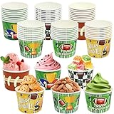 Cieovo 48 Pieces Football Treat Snack Cups Sport Football Disposable Paper Cup Bulk Football Party Ice Cream Treats Cupcakes Cup for Tailgate Game Day Football Theme Supplies Birthday Party Decoration