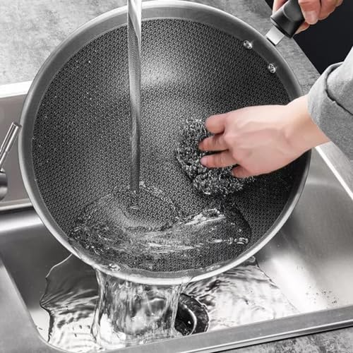 Wok durable de acero inoxidable con tapa y superficie antiadherente miniatura 5