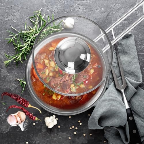 ORION Universal Glass Pot Lid with Stainless Steel Ring - Heat-Resistant 200°C, Diameters 14-30 cm, Clear, 14 cm - Image 2