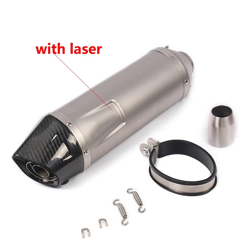 motocyklowy wydech Wydech Motocykla Uniwersalny Tłumik Z Włókna Cbon Do Z900 CBR500R KTM390 RC390 R6 R1(Type A with LV Laser)
