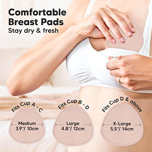 14-Pack Organic Nursing Pads - Washable Breast Pads For Breastfeeding, Nursing Bra Nipple Pads For Breastfeeding, Pumping Bra Reusable Breast Pads, Maternity Breastfeeding Bra Pads (Neutrals, L 4.8") #TOP3