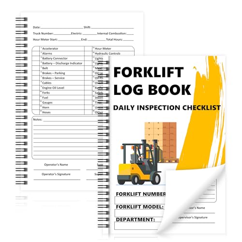 LKTHSEEK 2 Pcs Forklift Log Book 60 Sheets 6 X 9 Inch Spiral bound Forklift LogBook With Daily Inspection Checklist For Warehouse Equipment Safety Tracking (2, 6x9)