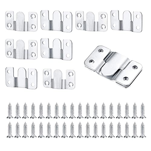 Image of 10 Pcs Flush Mount Bracket Interlocking Hang Furniture Connector Stainless Steel Wall Mount Picture Frame Brackets, Silver