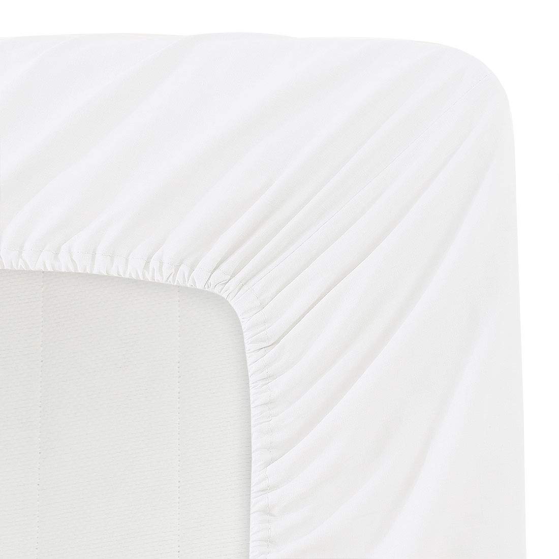 Luxe Bedding 100% Brushed Microfiber Solid Color Deep Pocket Fitted Sheet - Hotel Quality - Wrinkle, Fade, Stain and Abrasion Resistant King White
