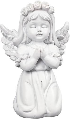 Raeasily Estatua de ángel rezando – 4.7 pulgadas de resina para manualidades, decoración para estantes, hogar, boda, decoración de coche, escritorio