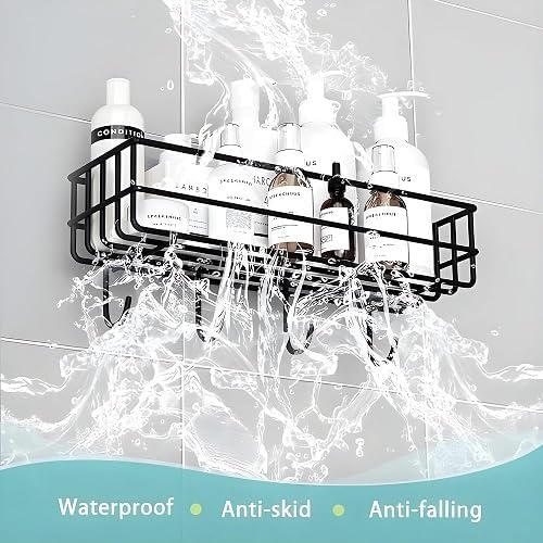 Image of Xmart India Bathroom Organiser Without Drill | Corner Shelf Rack | Self Adhesive Wall Mounted Storage Organizer for Bathroom & Kitchen | Organizer Storage Bathroom Shelve (2, 4 Hook)