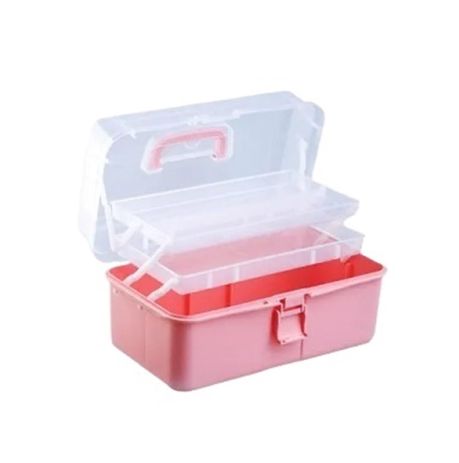 Three-Layer Plastic Craft Storage Box, Sewing, Folding Tool, Art Student Miscellaneous for Home(Pink)