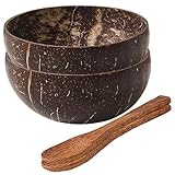Muzrunq Cuenco de de 650 ml/22 oz, grandes cáscaras de naturales con cucharas, ensaladera decorativa ligera y ecológica, 2 juegos para cocina, servicio en casa.-