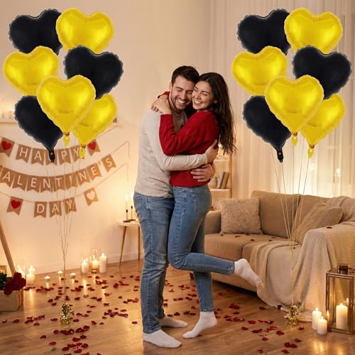 Image of 12 Pcs Colorful Heart Balloons,18 Inch Heart Foil Balloons Love Balloon Valentine Balloon for Birthday Party Wedding Engagement Party Baby Shower Valentine Day Decorations