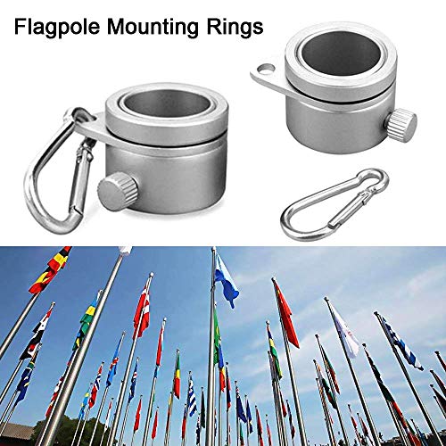 Wrightus 2 Pack Aluminum Flagpole Mounting Rings 360 Degree Rotating Flagpole Flag Mounting Rings Spinning Flag Pole Kit with Carabiner for 1.25 Inch Diameter (Dia-1.25")