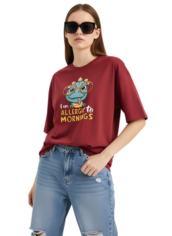 my swag ; Printed Oversized T Shirt for Women | Fun Casual Look | Cotton T-Shirt | Half Sleeve | Trendy Top for Womens&Girls-picture-40