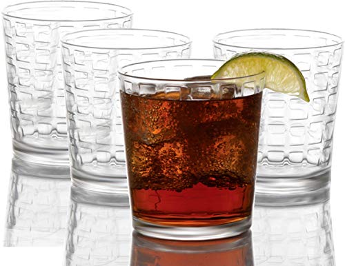 Circleware Blocks Set Of 4 Heavy Base Drinking Whiskey Glasses Glassware Cups For Vodka, Brandy, Scotch, Bourbon & Liquor Beverages, 12.5 Oz #TOP4