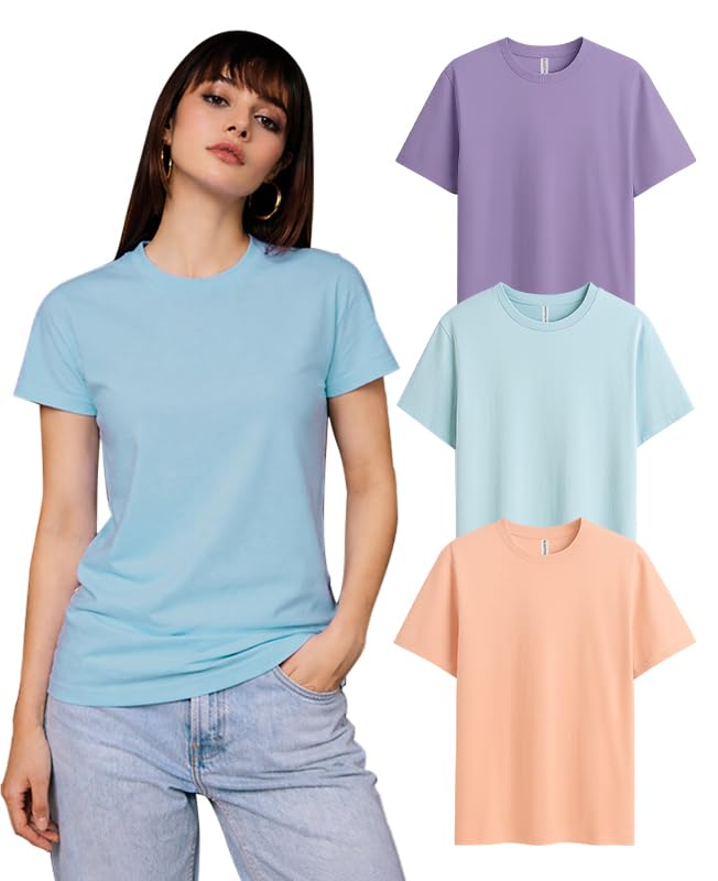 Image of SLEEPY NUTS Women's Plain Round Neck Regular Fit Half Sleeve Cotton T Shirt