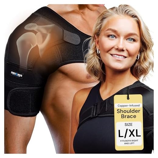 ZENKEYZ Shoulder Brace for Women & Men, Torn Rotator Cuff Shoulder Support, Copper Compression Sleeve - Dislocation, Injury Pain Relief Arm Sleeves for Men & Women, Left & Right (Black, L/XL)