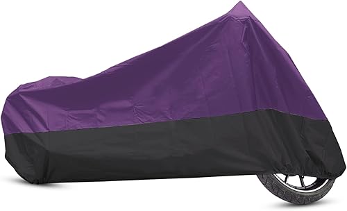 uxcell Funda para motocicleta para todas las estaciones, impermeable, a prueba de polvo, para exteriores, motocicleta, 180T, L, morado, negro, para